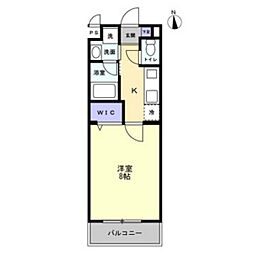 ミモザヒルズ岡山医大南 1Kの間取図画像