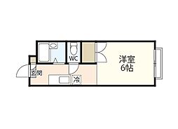 メゾンソレイユ1 1Kの間取図画像