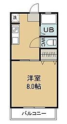 サンジェルマン2 1Kの間取図画像