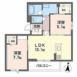 グランツ野田 2LDKの間取図画像