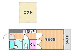 フラワーパレス下中野 1Kの間取図画像