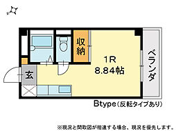 北方壱番館 ワンルームの間取図画像