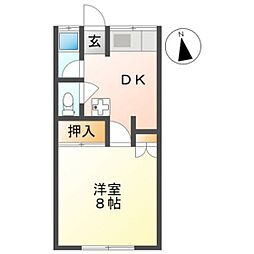 多田コーポ第2 1DKの間取図画像