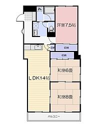 プレジデント後楽園 3LDKの間取図画像