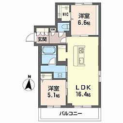 レーベンエイトII 2LDKの間取図画像