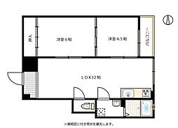 美輪コーポ 2LDKの間取図画像