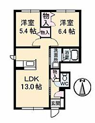 レジデンス原尾島D 2LDKの間取図画像