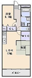 岡山スタービル 2LDKの間取図画像
