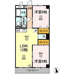 ハイライズ遠藤 2LDKの間取図画像