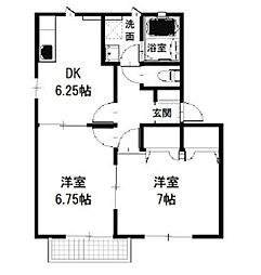 サンキャロットA 2DKの間取図画像