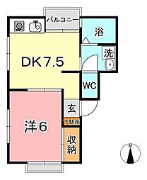 サネヒサギャラリーツボイ 1DKの間取図画像
