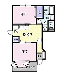 クレストハイムC 2DKの間取図画像