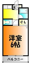 プレジィール京山 1Kの間取図画像
