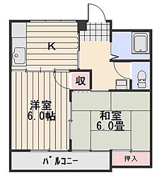 川崎ビル 2DKの間取図画像