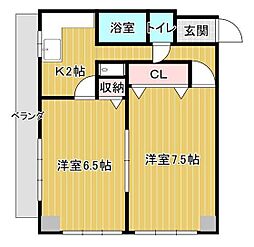 センチュリーロイヤル岡山 2Kの間取図画像