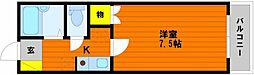 カーサ城北弐番館 1Kの間取図画像