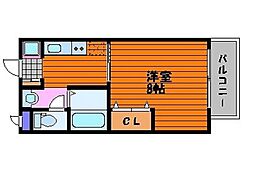 アーバンネット新屋敷 1Kの間取図画像