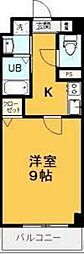 マリベール多聞 1Kの間取図画像