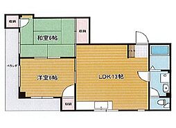 ハイツエメラルド 2LDKの間取図画像