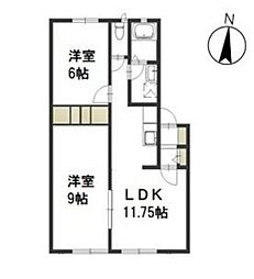 ベルリード平野A 2LDKの間取図画像