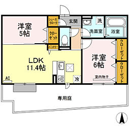 フルス吉備津 2LDKの間取図画像