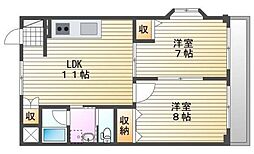 岸本第2マンション 2LDKの間取図画像
