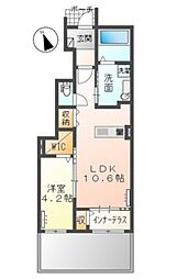 グリシーヌ 1LDKの間取図画像