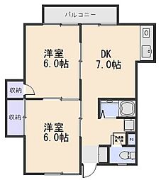 吉備津グリーンハイツ 2DKの間取図画像