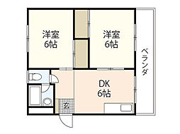 谷口第1マンション 2DKの間取図画像