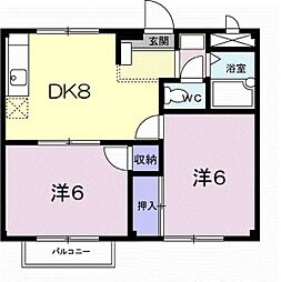 シティハイツ冨士 2DKの間取図画像