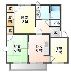 フレグランス上林A 3DKの間取図画像