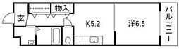 COCO新屋敷 1DKの間取図画像