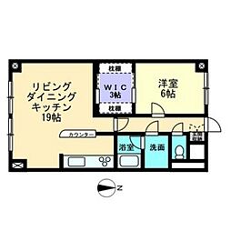 旭川スカイハイツ 1LDKの間取図画像