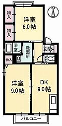 レーベン板野B 2LDKの間取図画像
