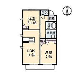 グランマスト福浜A 2LDKの間取図画像