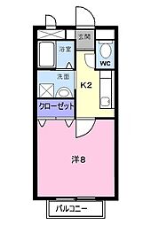ディメイン小池 1Kの間取図画像