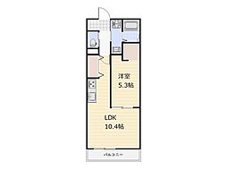 岡山市南区箕島アパート 1LDKの間取図画像