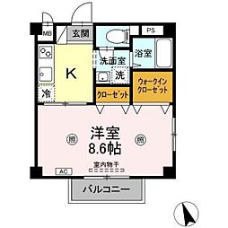 ビューティリメインD 1Kの間取図画像