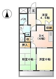 パープルメゾン 3DKの間取図画像