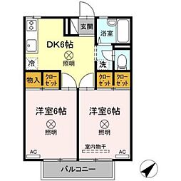 セジュール大松 2DKの間取図画像