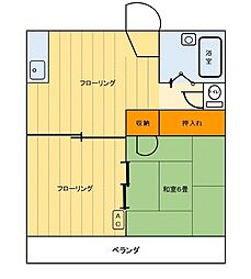 コスモコーポB 2DKの間取図画像