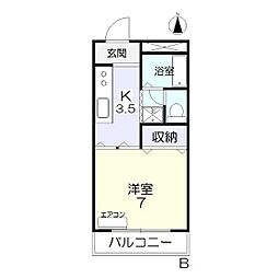 アーバンハウス東島田 1Kの間取図画像