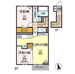 ラ・フェリーチェ 2LDKの間取図画像