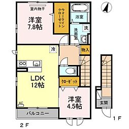 ドルチェ洲崎 2LDKの間取図画像