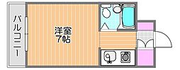 アルファ清心町1 1Kの間取図画像