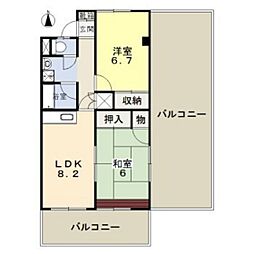 エバーグリーン野田 2LDKの間取図画像