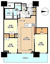 プラウドタワー岡山 3LDKの間取図画像