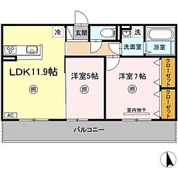 ラルーチェ 2LDKの間取図画像