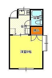 水原コーポ 1Kの間取図画像