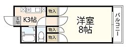 エスポアール北長瀬 1Kの間取図画像